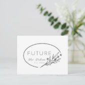 Minimalist Floral Future Mrs. Est 2026 Wedding Ann 案内ポストカード (スタンド正面)