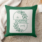 Minimalist Floral Green Custom Family Typography クッション (ブランケット)