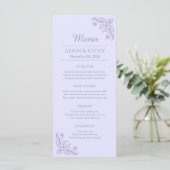 Minimalist Floral Lavender Wedding Food Menu メニュー (スタンド正面)
