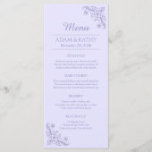 Minimalist Floral Lavender Wedding Food Menu メニュー (正面)
