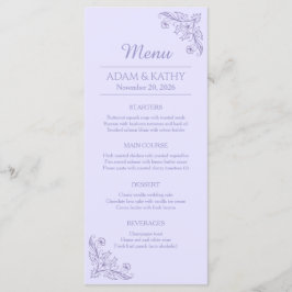 Minimalist Floral Lavender Wedding Food Menu メニュー