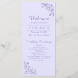 Minimalist Floral Lavender Wedding Program プログラム