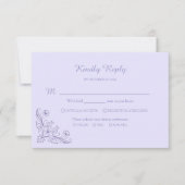 Minimalist Floral Lavender Wedding RSVP Cards (正面)