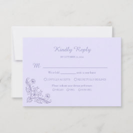 Minimalist Floral Lavender Wedding RSVP Cards