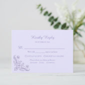 Minimalist Floral Lavender Wedding RSVP Cards (スタンド正面)