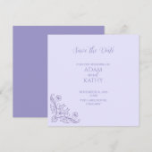 Minimalist Floral Lavender Wedding Save The Date セーブザデート (正面/裏面)