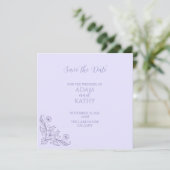 Minimalist Floral Lavender Wedding Save The Date セーブザデート (スタンド正面)