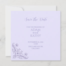 Minimalist Floral Lavender Wedding Save The Date セーブザデート
