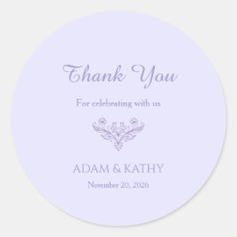 Minimalist Floral Lavender Wedding Sticker ラウンドシール