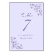 Minimalist Floral Lavender Wedding Table Numbers テーブルナンバー (裏面)
