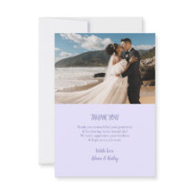 Minimalist Floral Lavender Wedding Thank You Card