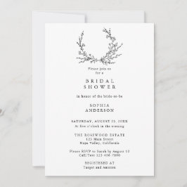 Minimalist Floral Line Art Bridal Shower 招待状