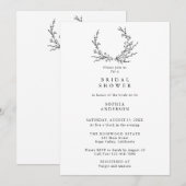 Minimalist Floral Line Art Bridal Shower 招待状 (正面/裏面)