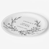 Minimalist Floral Line Art Bridal Shower Paper  ペーパープレート (アングル)