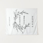 Minimalist Floral Line Art Bridal Shower Tapestry タペストリー (正面(横))