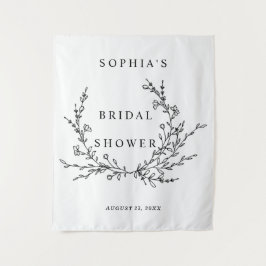 Minimalist Floral Line Art Bridal Shower Tapestry タペストリー