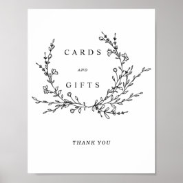 Minimalist Floral Line Art Cards & Gifts Sign ポスター