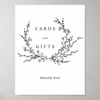 Minimalist Floral Line Art Cards & Gifts Sign ポスター