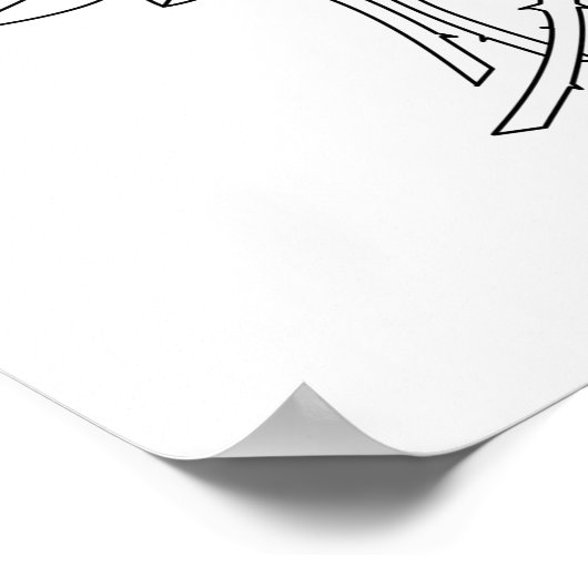 Minimalist Floral Line Art Drawing ポスター (角)