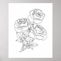 Minimalist Floral Line Art Drawing