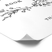 Minimalist Floral Line Art Guest Book Sign ポスター (角)