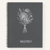 Minimalist Floral Line Art Notebook  ノートブック (正面)