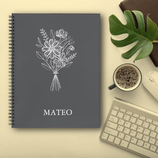 Minimalist Floral Line Art Notebook ノートブック