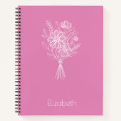 Minimalist Floral Line Art Notebook – Soft Pink ノートブック (正面)