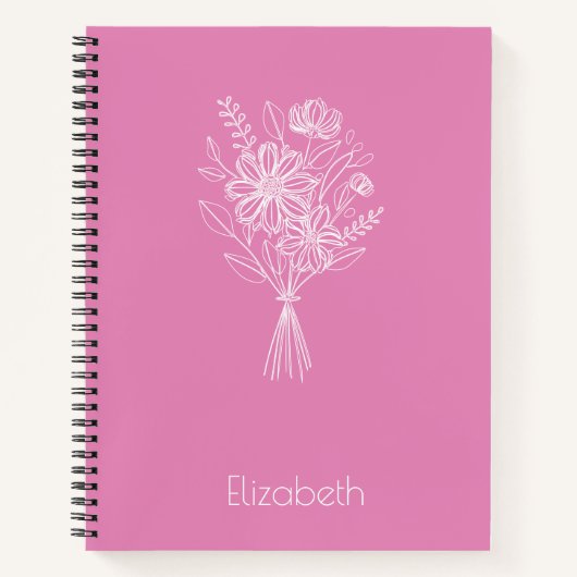Minimalist Floral Line Art Notebook – Soft Pink ノートブック (正面)