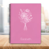 Minimalist Floral Line Art Notebook – Soft Pink ノートブック