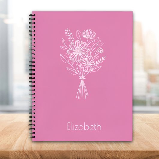Minimalist Floral Line Art Notebook – Soft Pink ノートブック