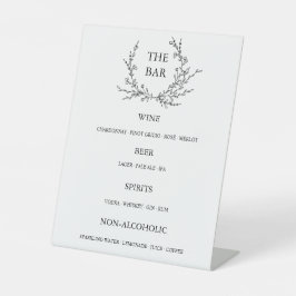 Minimalist Floral Line Art Open Bar Menu 台座サイン