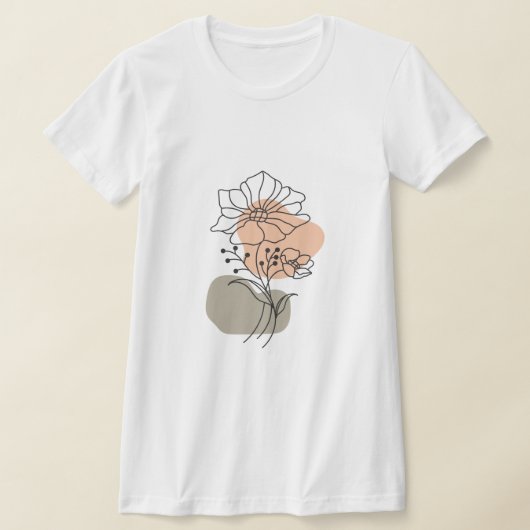 Minimalist Floral Line Art T-Shirt Tシャツ (レイダウン)