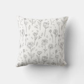 Minimalist Floral Line Art Throw Pillow クッション (裏面)