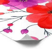Minimalist Floral Line Art Wall Poster ポスター (角)