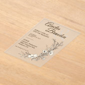 Minimalist Floral Line Art Wedding アクリル招待状 (レイダウン)