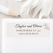 Minimalist Floral Line Art Wedding Address Label ラベル (インサイチュ)