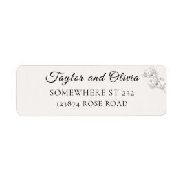 Minimalist Floral Line Art Wedding Address Label ラベル