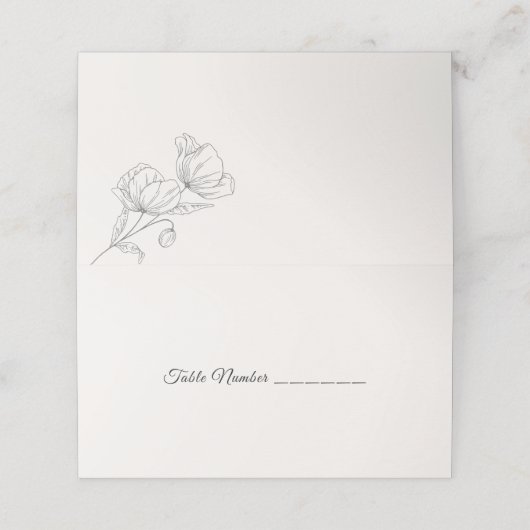 Minimalist Floral Line Art Wedding Elegant Botanic プレイスカード (外部開封)