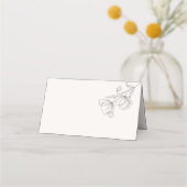 Minimalist Floral Line Art Wedding Elegant Botanic プレイスカード (裏面)