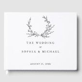 Minimalist Floral Line Art Wedding Guest Book ゲストブック (正面)