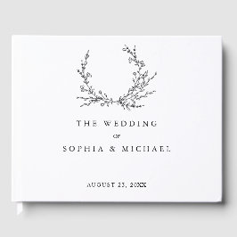 Minimalist Floral Line Art Wedding Guest Book ゲストブック