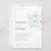 Minimalist Floral Line Art Wedding Invitation 招待状 (正面)