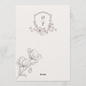 Minimalist Floral Line Art Wedding Invitation  招待状 (裏面)