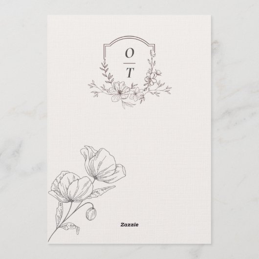 Minimalist Floral Line Art Wedding Invitation 招待状 (裏面)