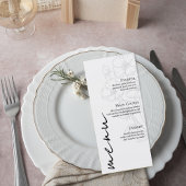 Minimalist Floral Line Art Wedding Menu Card メニュー