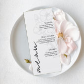 Minimalist Floral Line Art Wedding Menu Card メニュー