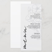 Minimalist Floral Line Art Wedding Menu Card メニュー (正面/裏面)