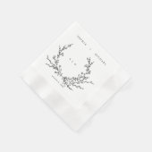 Minimalist Floral Line Art Wedding Napkins 縁ありカクテルナプキン (角)