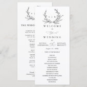Minimalist Floral Line Art Wedding Program プログラム (正面/裏面)